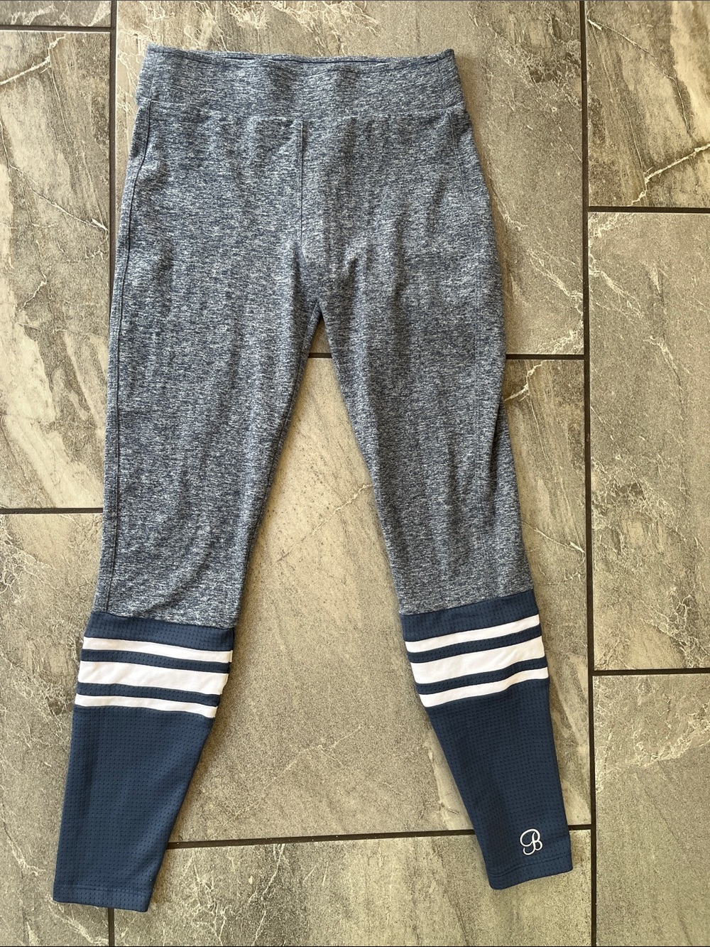 💙 Bombshell Sportswear Sock Leggings Size Medium Heathered Blue White Gym